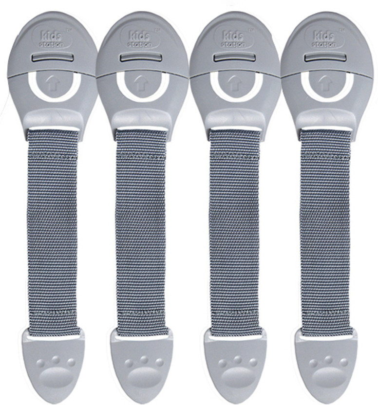 KIDS STATION Made in India Nylon Strap Baby Safety Locks for Kids for Drawer, Furniture(Grey, Pack of 4 pcs)