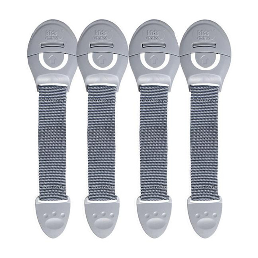 KIDS STATION Made in India Nylon Strap Baby Safety Locks for Kids for Drawer, Furniture(Grey, Pack of 4 pcs)