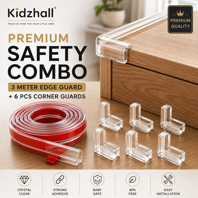 KIDZHALL 3 Meter Role+6 Corner Protector, Baby Proofing Edge Protector Strip for Kids(Transparent)