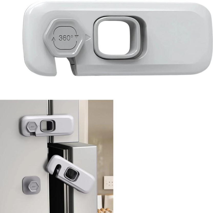 DIVINE Child Proof Fridge Locks with 3M Adhesive Back, Fridge Lock for Refrigerators(Grey)