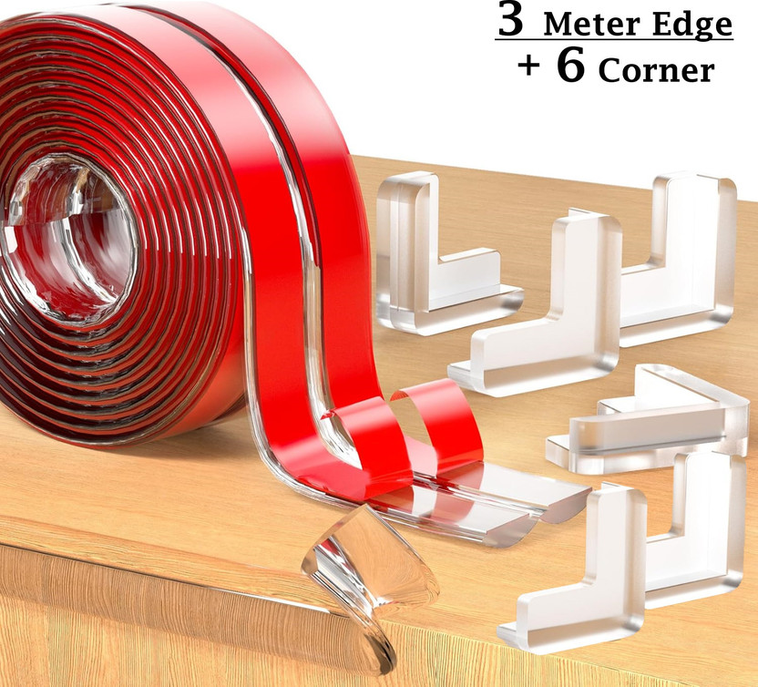 KIDZHALL 3 Meter Edge+6Corner Edge Protector, Baby Proofing Edge Protector Strip for Kids(Transparent)