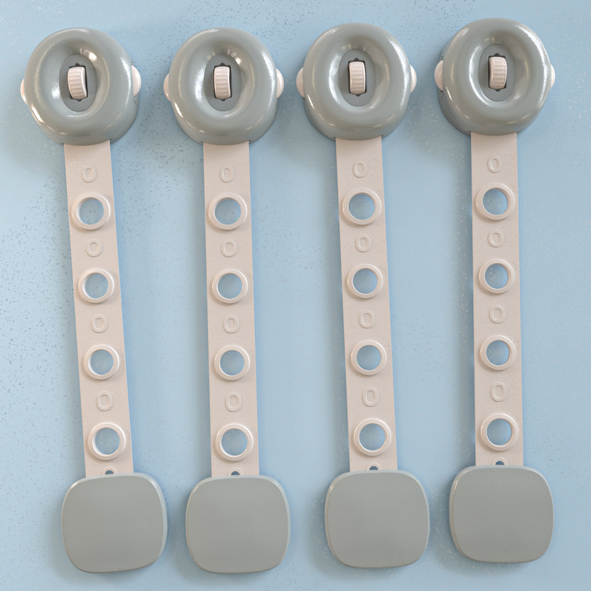 baybee Baby Safety Lock for Kids Door Stopper for Baby Proofing Products 3M Adhesive(Grey)