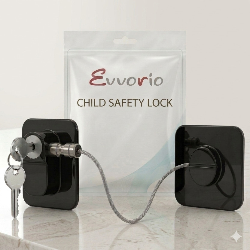 Dhruvikon Dhruvikon Strong Adhesive Refrigerator Cabinet Safety Lock(Black) - Flipkart Deal