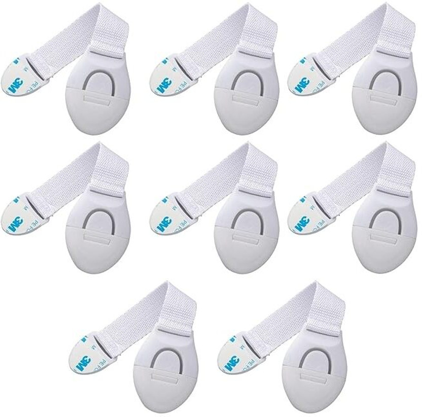 NANNY PENNY Baby Safety Locks for Cabinets, Drawers, Doors, Cupboard, Toilet Seats|Pack of 8(White)