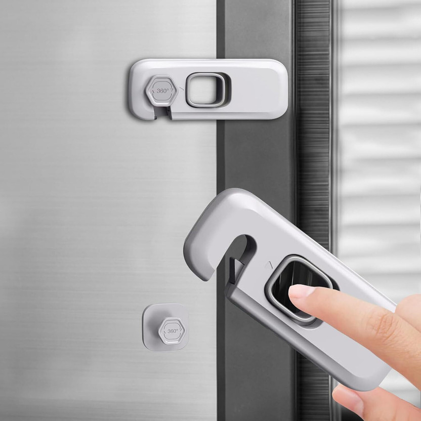 VENEXA Baby Safety Fridge Door Lock,Freezer Lock Apply to Max 1"(25mm) Sealing Strip(Grey)