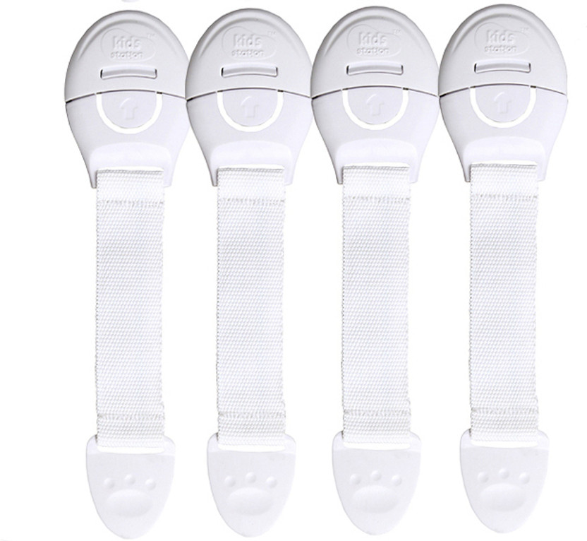 KIDS STATION Made in India Nylon Strap Baby Safety Locks for Kids for Drawer, Furniture(White, Pack of 4 pcs)