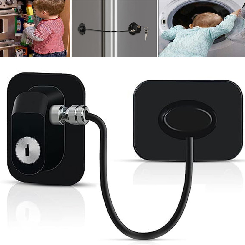Aseenaa Child Safety Lock With Keys For Cupboards, Drawers, Fridge, Wardrobe, Doors, Etc(Black)