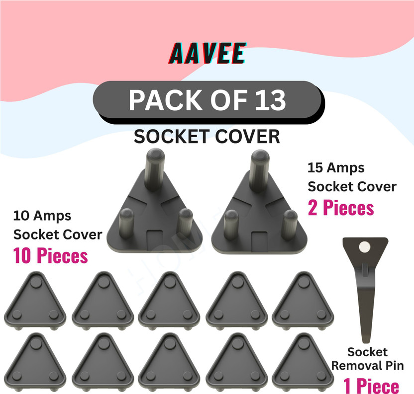 AAVEE Child Safety Electric Socket Guards, Electric Socket Covers for Kids Safety(Black)