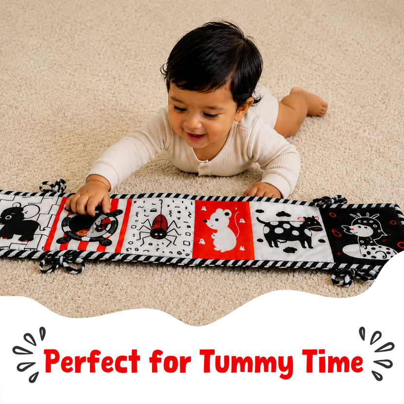 Little Little Minds at Work Little Minds High Contrast Cloth Book for Babies Rattle(Black, White) - Flipkart Deal