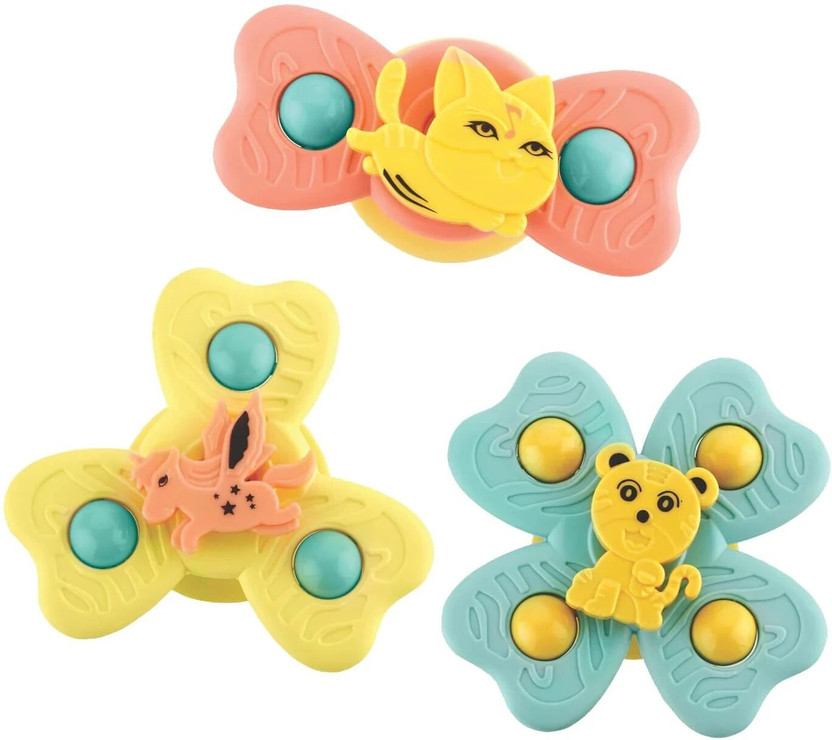 ZUNBELLA 3pcs Suction Fidget Spinner Toy for Baby Bath, Water Toys,Rattle Toys for Kids Rattle(Multicolor)