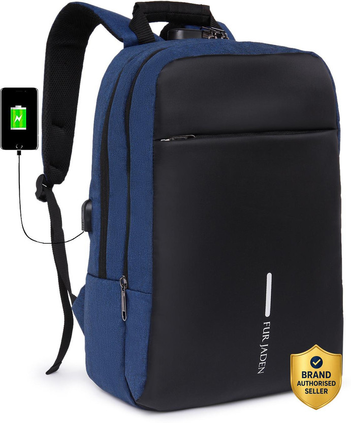 FUR JADEN With Anti-Theft Number Lock, USB Charging Port & 15.6 Padded Laptop Compartment 25 L Laptop Backpack(Blue)