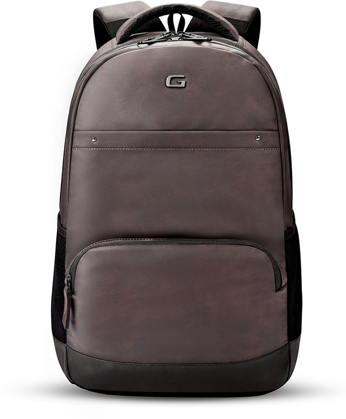 Gear VINTAGE2 ANTI THEFT FAUX LEATHER 28 L Laptop Backpack(Brown, Black)