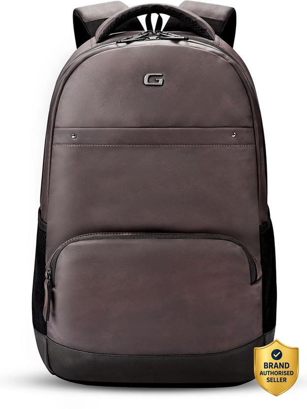 Gear VINTAGE2 ANTI THEFT FAUX LEATHER 28 L Laptop Backpack(Brown, Black)