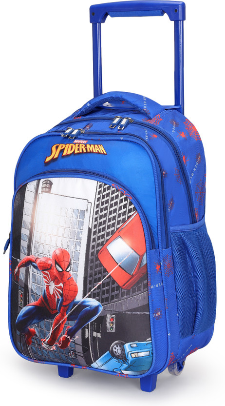 MARVEL Novex Original 16" Spider Man Kids Backpack Trolley Bag with 2 Wheel/School Bag 30 L Trolley Backpack(Blue)