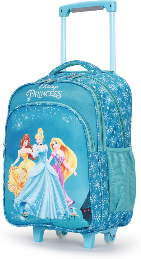 DISNEY Original 18" Princess Kids Backpack Trolley Bag with 2 Wheel / School Bag 42 L Trolley Backpack(Blue)