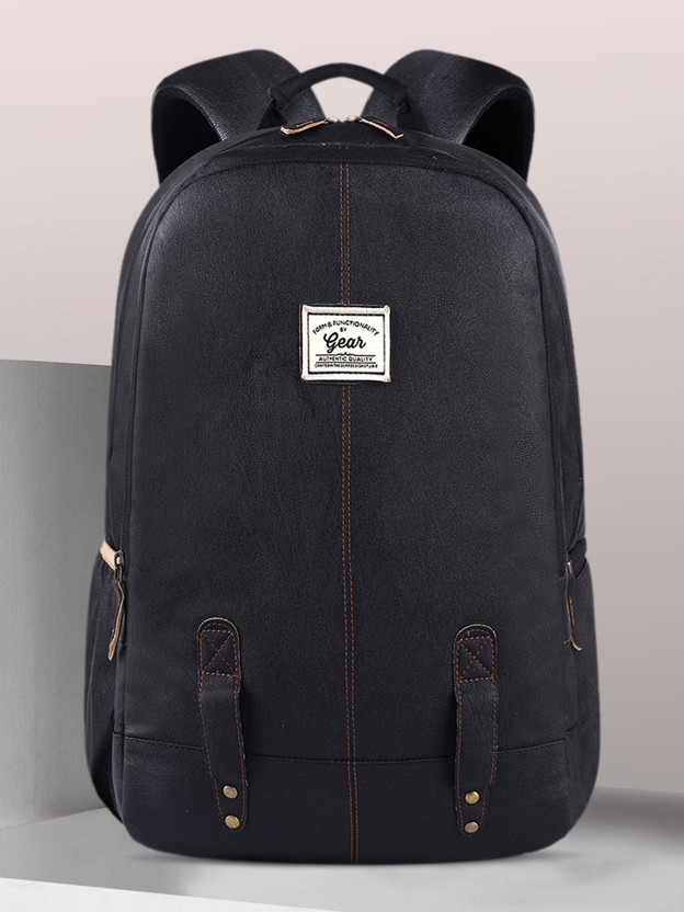 Gear Classic Leather without Anti Theft 28 L Laptop Backpack(Black)