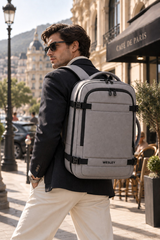 WESLEY WESLEY Luxur Overnighter Expandable Anti Theft feature business/Travel/luggage backpack 45 L Laptop Backpack(Grey) - Flipkart Deal