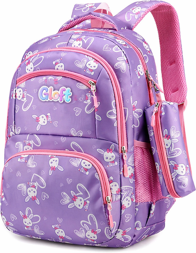 Gloft Girls Printed Backpack Bag Perfect for College & Schools 35 L Trolley Laptop Backpack(Black)