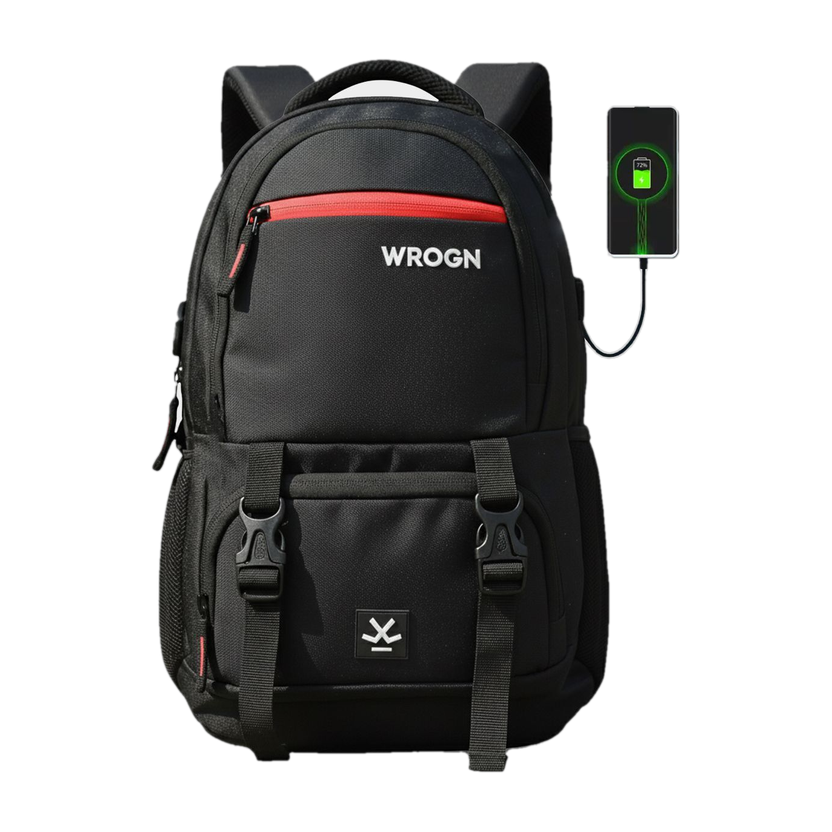 WROGN ASHPER Unisex with USB Port and Rain Cover 40 L Laptop Backpack(Black)