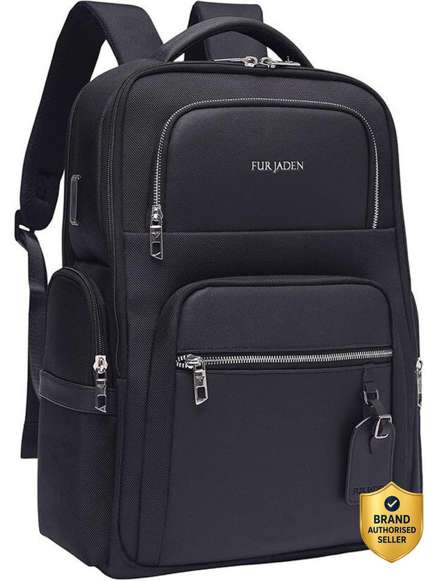 FUR JADEN Structured Bag with USB-Charging and Anti-Theft Pocket 30 L Laptop Backpack(Black)