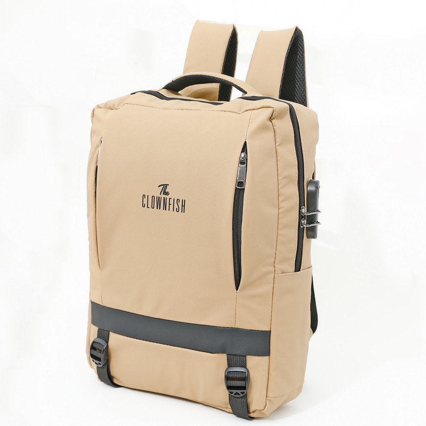The CLOWNFISH Canyon Series Cabin Laptop Bag 14 L Backpack(Beige)