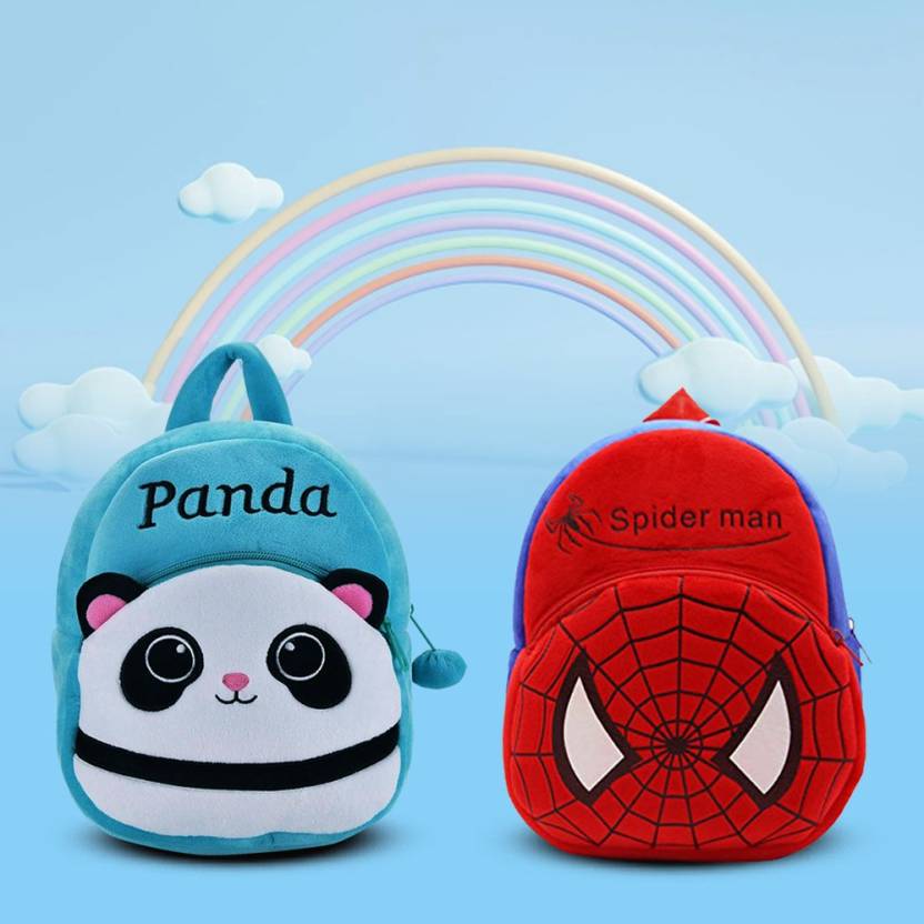 SPIRITED Kids School Combo Soft Plush Konggi Rabbit & SpiderMan Cartoon  Baby Boy/Girl Bag 14 L Backpack Red - Price in India 