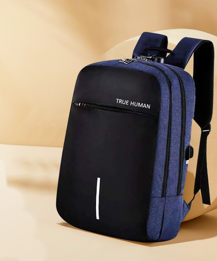True Human Anti-Theft Backpack with Combination Lock, USB Charging Port, Laptop Bag 32 L Laptop Backpack(Blue)