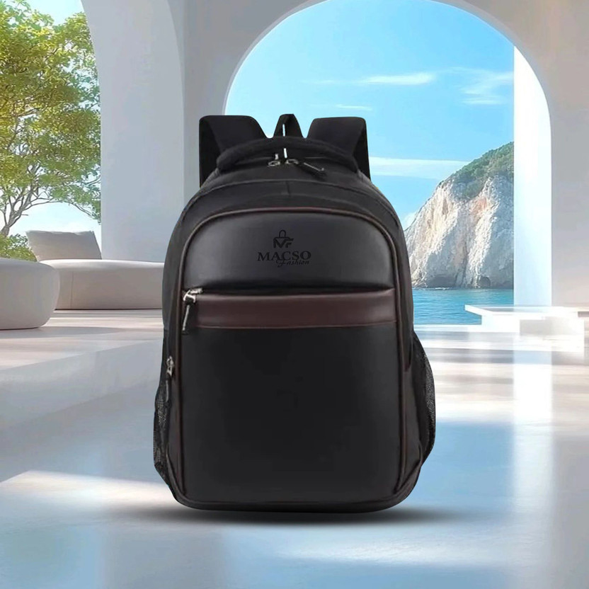 MF MACSO FASHION Stylish Durable Backpack for Office, College, Travel, Laptop & Daily Use 35 L Backpack(Black, Brown)