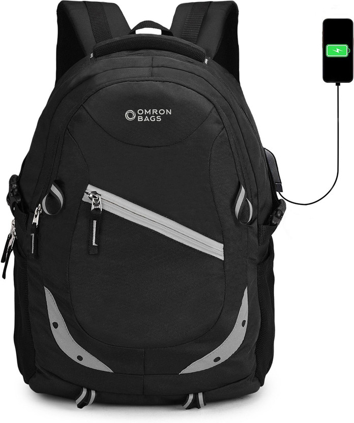 OMRON BAGS Smart Backpack With USB port and rain cover for Office, College and Travel . 30 L Laptop Backpack(Black)
