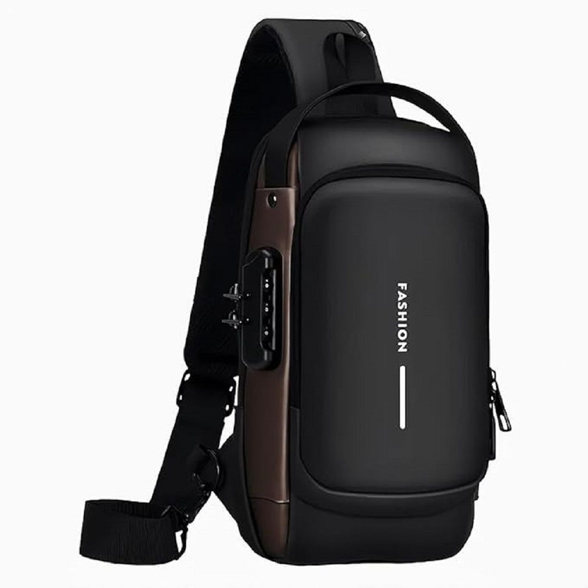 LIFE INDIA Anti-theft Unisex Sling Bag with Password Lock With USB Charging Port 20 L Backpack(Black)