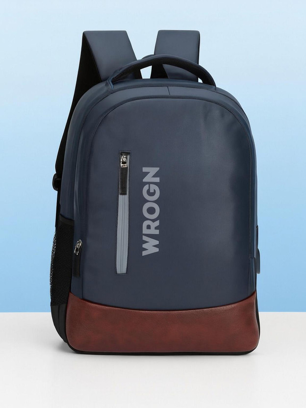 WROGN USB charging port, Anti theft pocket ,15.5 inches Laptop Faux Leather 35 L Laptop Backpack(Blue)