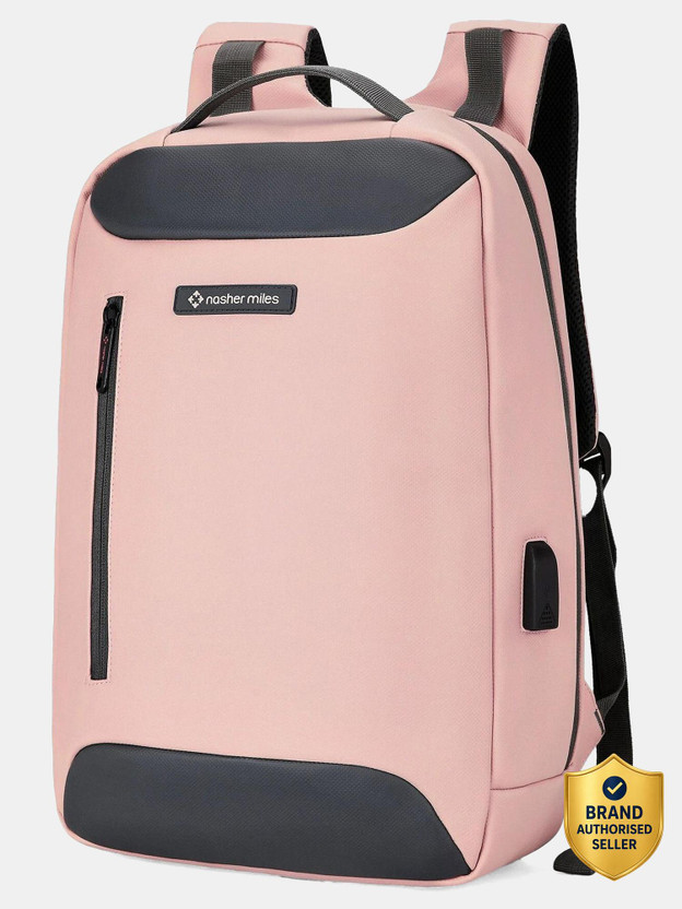 NASHER MILES Staten the Office College Travel Bag for Men Women USB Charging Port 15.6 inch 29 L Laptop Backpack(Pink, Grey)
