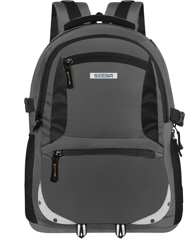 SEEBA Water Rasistant Fabric Spacy Unisex School Bag With Reflective Strip 37 L Laptop Backpack(Grey)