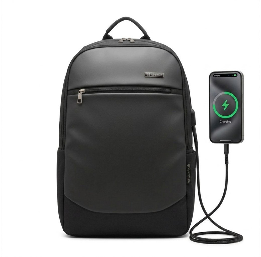 Goldfinch Goldfinch Unisex with USB Port Anti Theft Faux Leather Office/Travel/College 30 L Laptop Backpack(Black) - Flipkart Deal