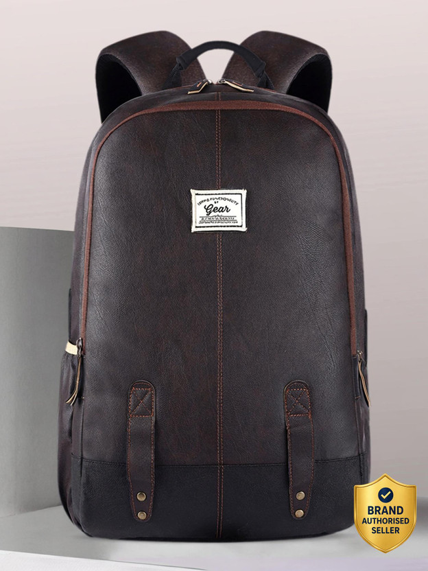 Gear Leather without Anti Theft 28 L Laptop Backpack(Brown)