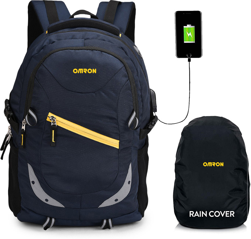 OMRON OMRON BAGS Smart Backpack With USB port and rain cover for Office, College and Travel . 30 L Laptop Backpack(Blue) - Flipkart Deal