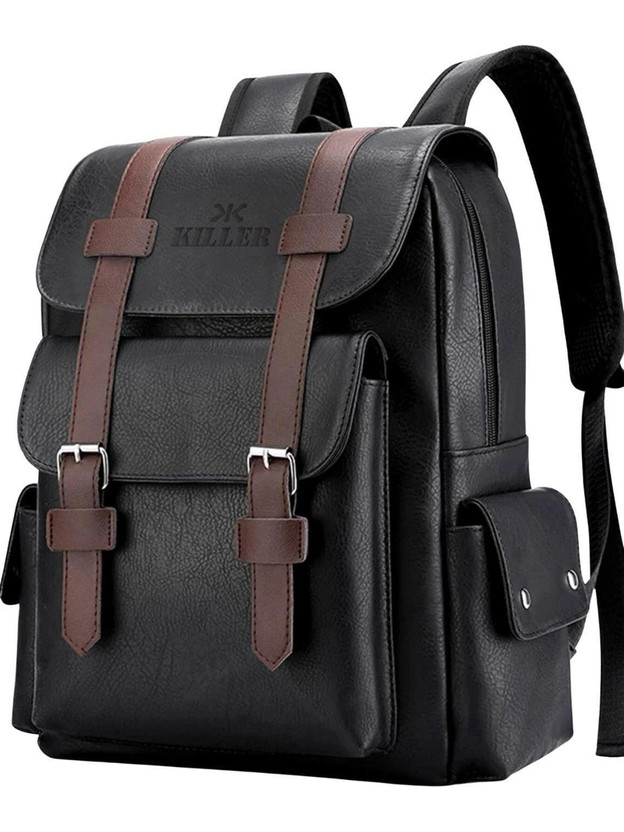 KILLER PU Leather Casual Business Laptop Bag, Backpack for Travel, Business, College 12 L Laptop Backpack(Black)