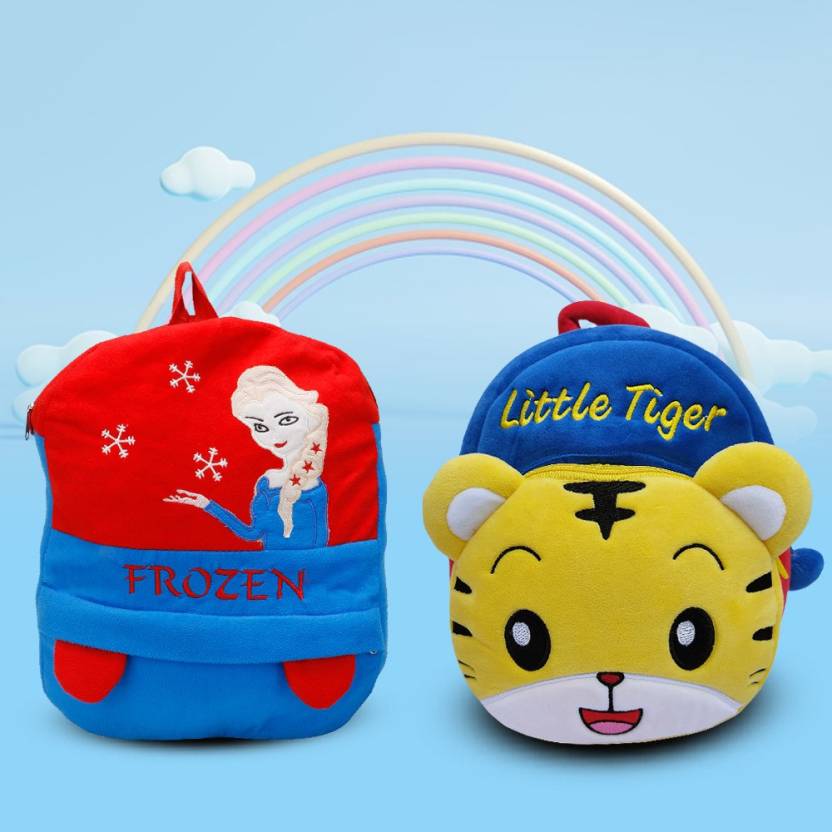 SPIRITED School Plush Bag Frozen & Tiger Soft Cartoon Baby Boy/Girl Plush  Bag 14 L Backpack Dark Blue - Price in India 