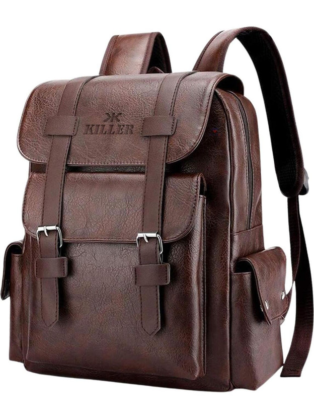 KILLER PU Leather Casual Business Laptop Bag, Backpack for Travel, Business, College 12 L Laptop Backpack(Maroon)