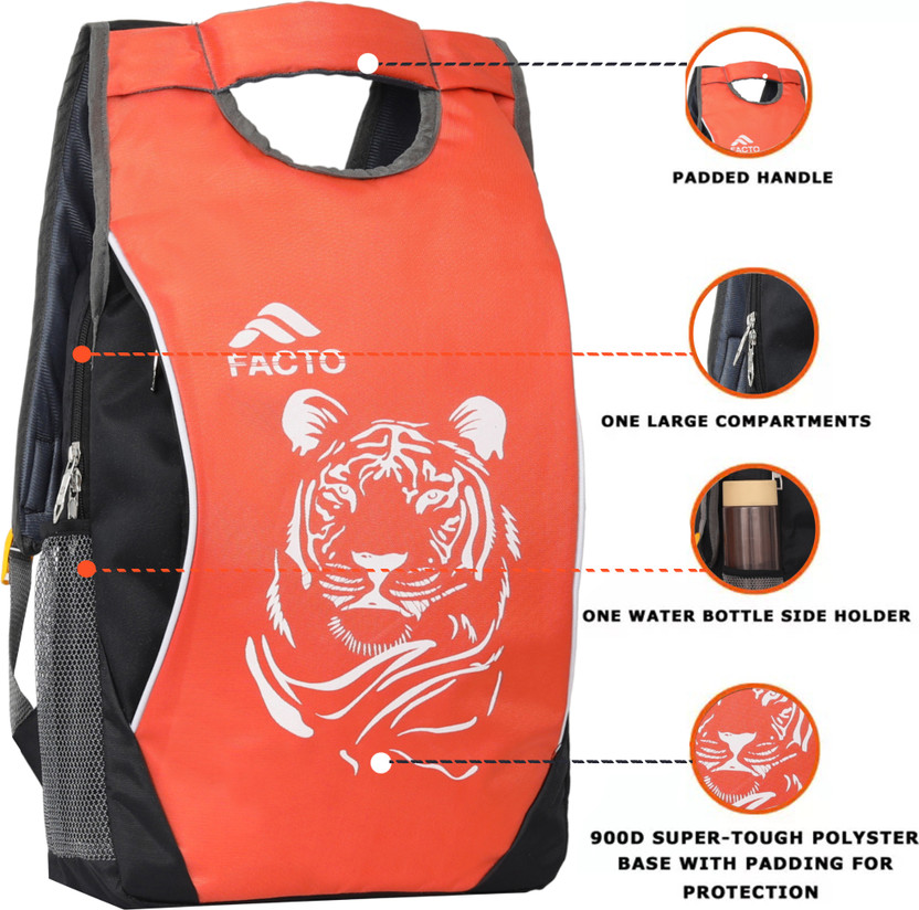 facto facto Backpack Trendy 22 L Laptop Backpack(Orange) - Flipkart Deal