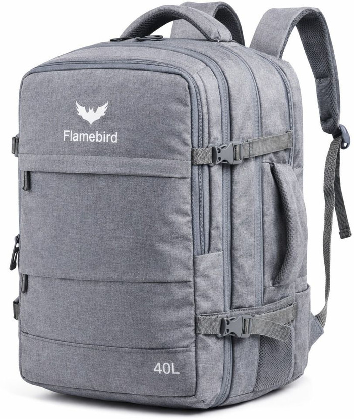Flamebird Expandable Cabin Backpac Air Mesh Back Trolley Sleeve Unisex Grey 45 L Backpack(Black)