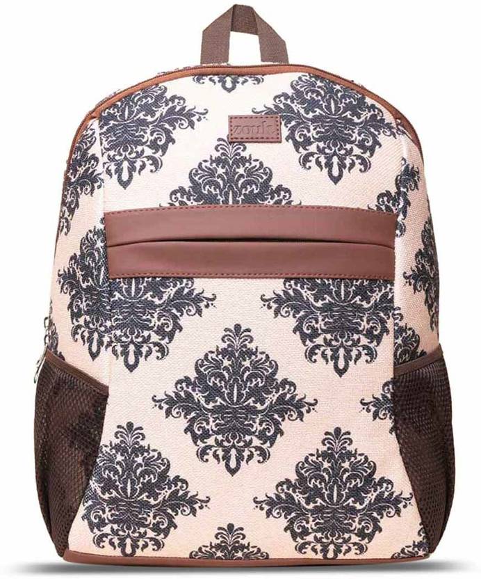 Zouk Mughal Motif Classic Backpack 16 L Laptop Backpack Cream Price