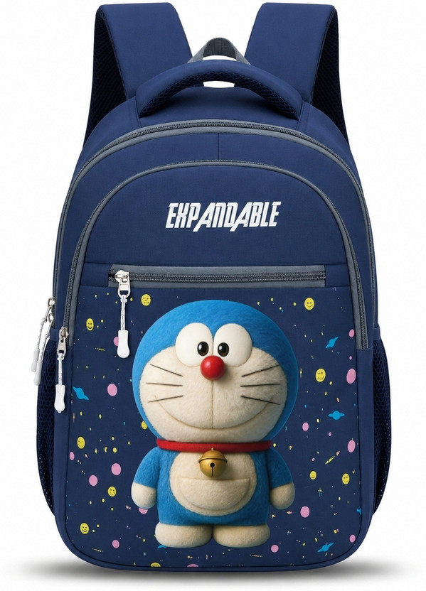 Expandable Doraemon Kids Premium School Bag for LKG, with Padded Straps for Boys & Girls 15 L Backpack(Multicolor)