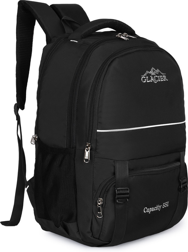 Glacier Polyester Waterproof School Bag, College Bag, Supports Laptop upto 15.6 in 55 L Laptop Backpack(Black)