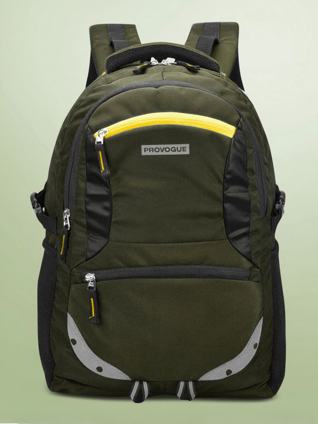 PROVOGUE Spacy unisex with rain cover and reflective strip 35 L Laptop Backpack(Green)