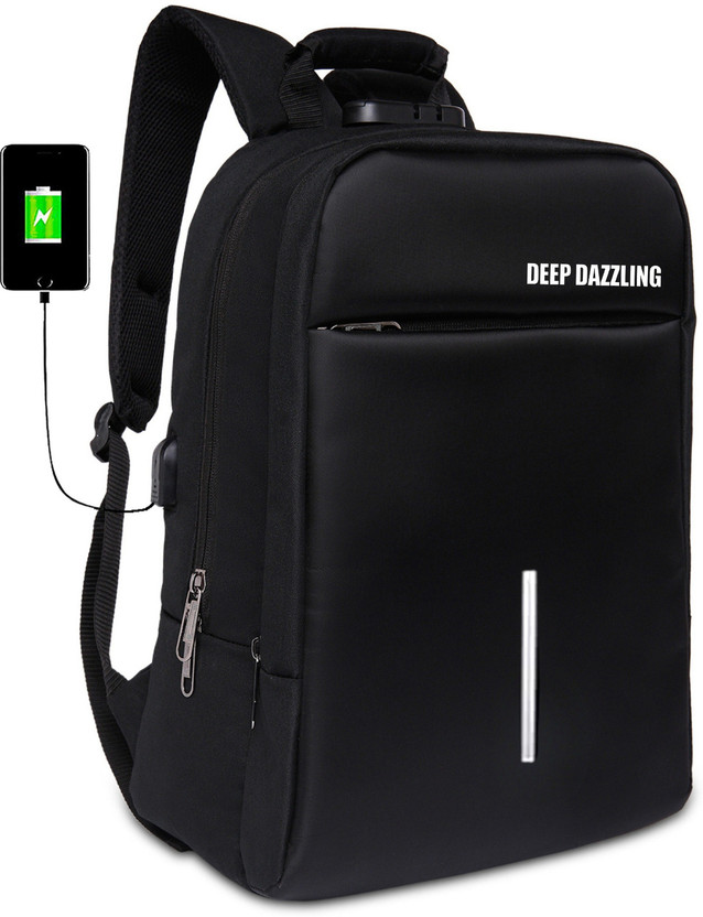 DEEP DAZZLING Anti Theft Number Lock 15.6Inch School Backpack With USB Charging for Men|Women. 25 L Laptop Backpack(Black)