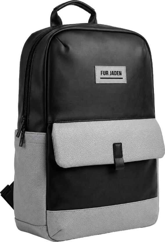 FUR JADEN 15.6 Inch Faux Leather with multiple pocket 25 L Laptop Backpack(Black)
