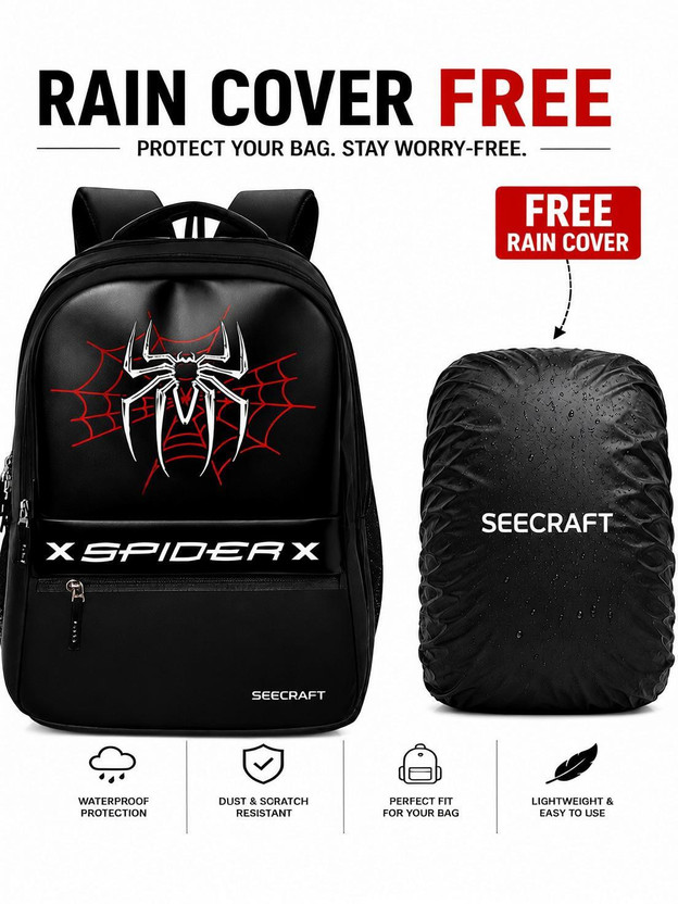 SEE-CRAFT 35L Spider Print Trending Backpack 35 L Laptop Backpack(Black)