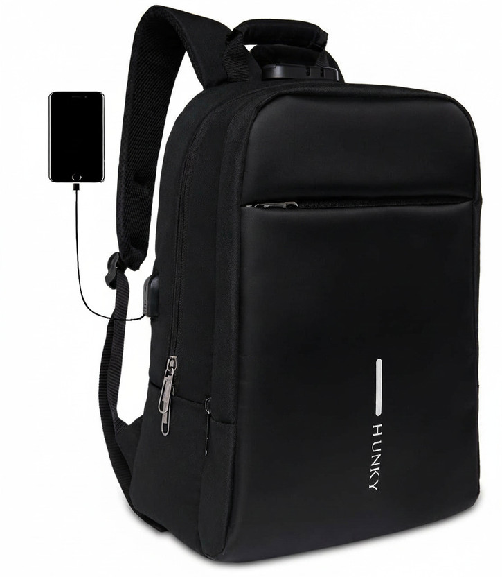 CBAG HUNKY Laptop Backpack USB Charging Port Water Resistant 15.6 Inch Waterproof Backpack(Black, 26 L)