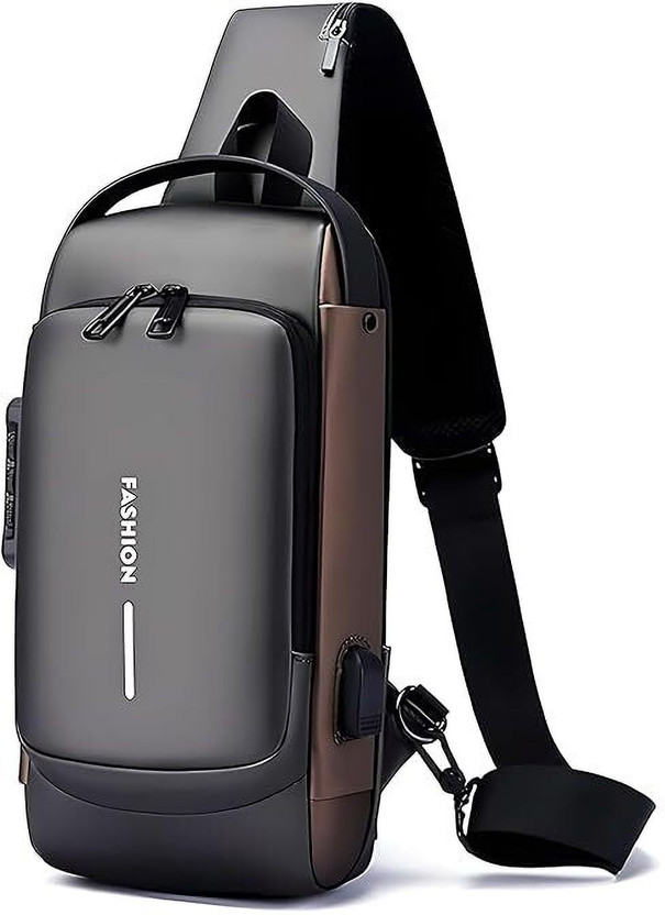 LIFE INDIA Sling Bag For Men CrossBody Backpack,Anti-Theft Chest Bag With USB Charging Port 10 L Laptop Backpack(Black)